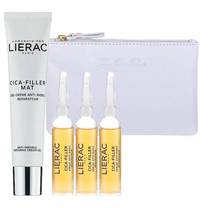 LIERAC-COFFRET-CICA-FILLER-SÉRUM-ANTI-RIDES-RÉPARATEUR-3-AMPOULES-X-10-ML-+-CRÈME-ANTI-RIDES-RÉPARATRICE-40-ML-OFFERTE--PARA-DU-BONHEUR-TUNISIE