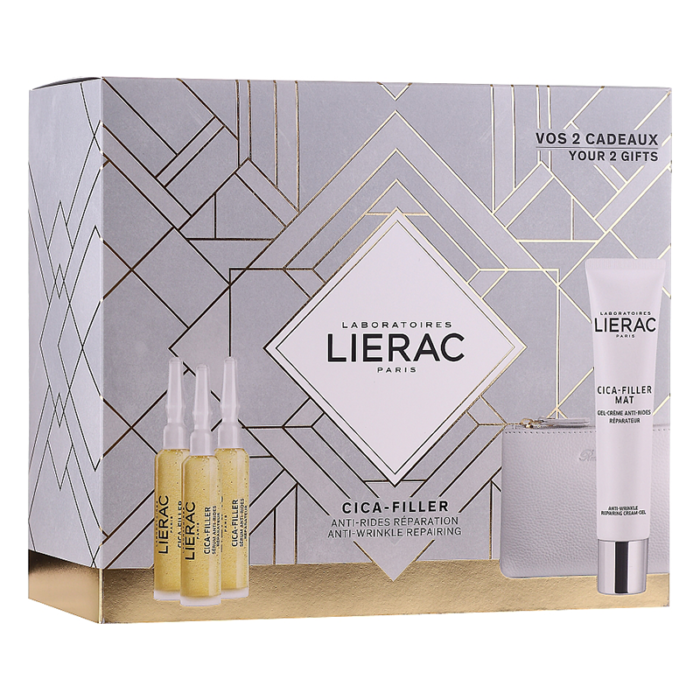 LIERAC-COFFRET-CICA-FILLER-SÉRUM-ANTI-RIDES-RÉPARATEUR-3-AMPOULES-X-10-ML-+-CRÈME-ANTI-RIDES-RÉPARATRICE-40-ML-OFFERTE-PARA-DU-BONHEUR-TUNISIE