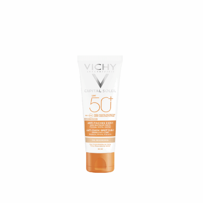 Vichy Idéal Soleil Soin Anti-taches Teinté 3-en-1 Spf50+ 50ml pour la protection solaire en Tunisie