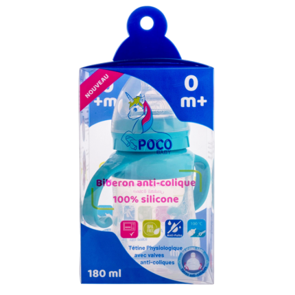 POCO-BABY-BIBERON-SILICONE-ANTI-COLIQUE-BLEU-180ML-PARA-DU-BONHEUR-TUNISIE