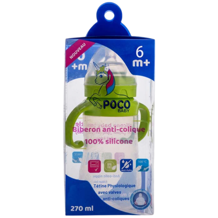 POCO-BABY-BIBERON-SILICONE-ANTI-COLIQUE-VERT-270ML-PARA-DU-BONHEUR-TUNISIE