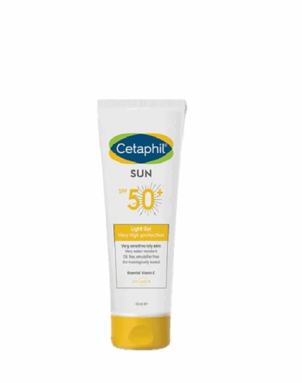 Flacon cetaphil sun light Gel SPF 50+ 100ML visage texture gel aloe vera vitamine E glycérine Tunisie