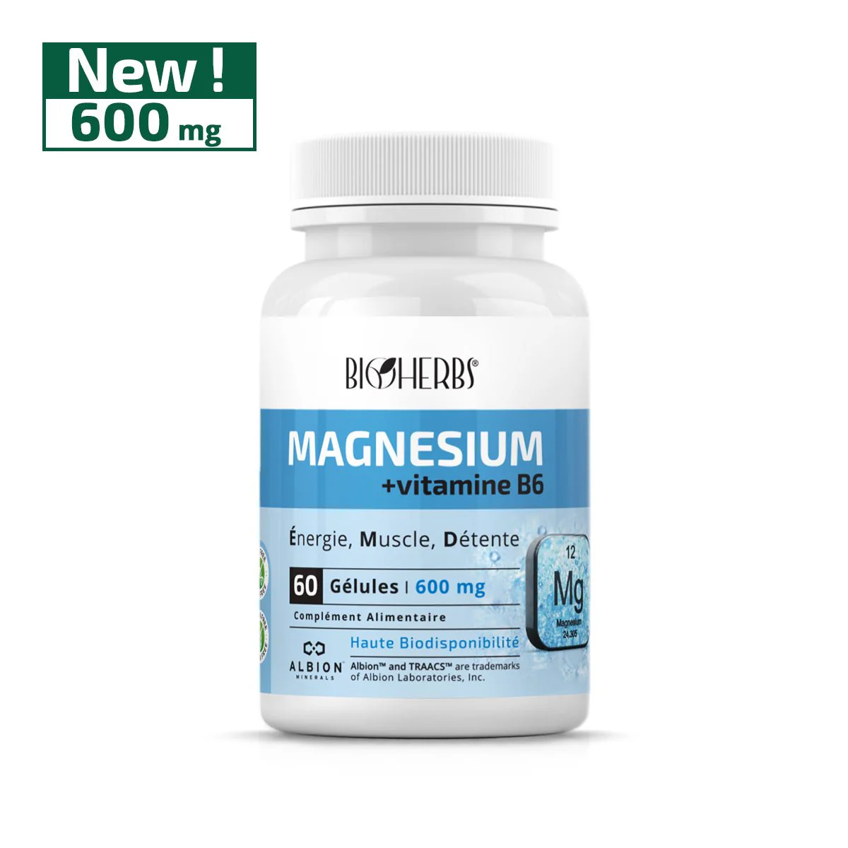 magnisium600mg-168158 BIOHERBS Magnésium Bisglycinate + VIT B6 – Image 1