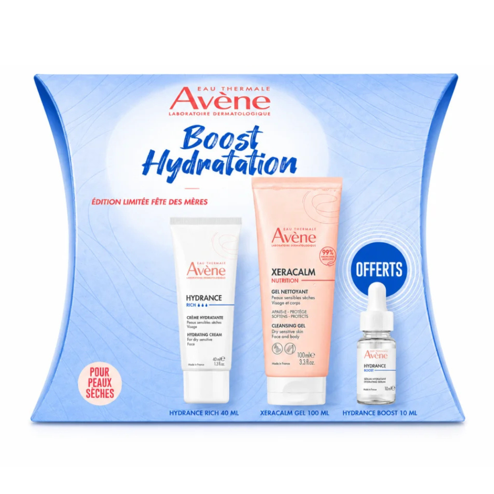 124 AVENE - COFFRET BOOST HYDRATATION : HYDRANCE CREME RICHE + GEL NETTOYANT XERACALM ET SERUM HYDRANCE BOOST 10ML OFFERTS – Image 1
