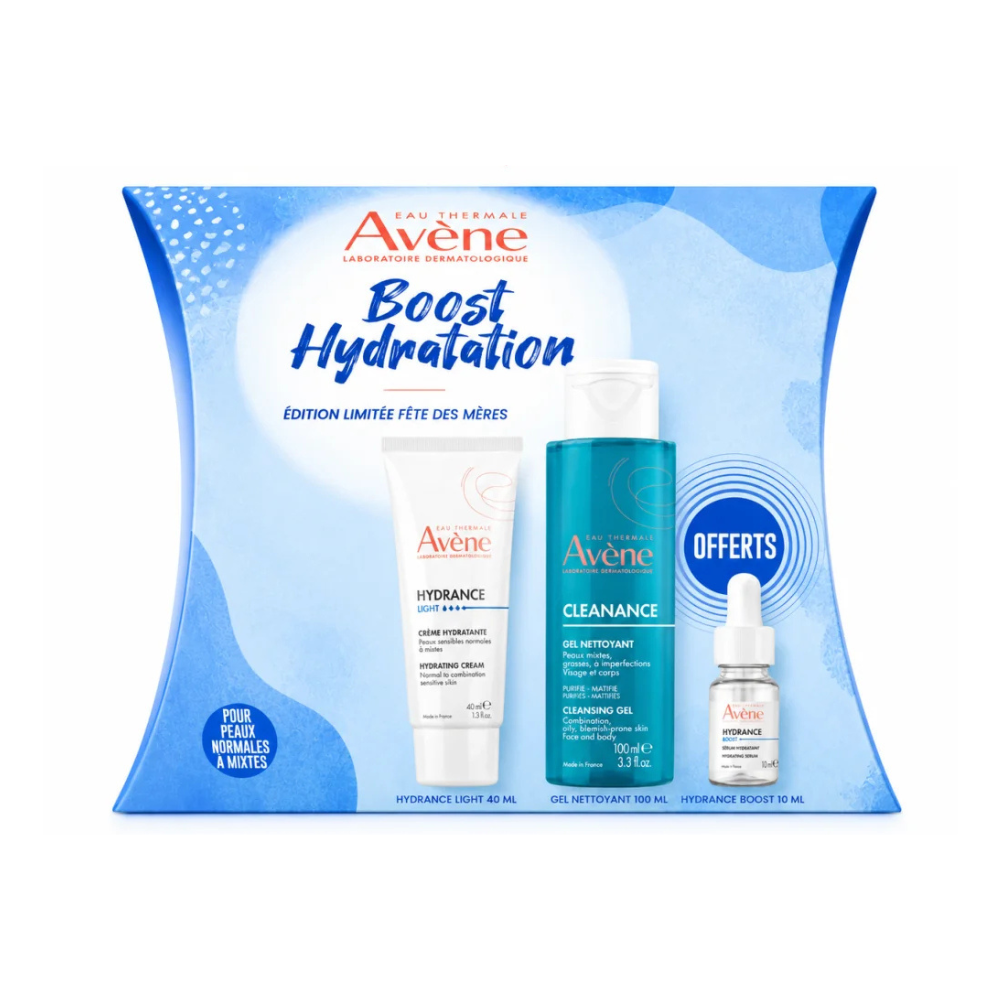 453 AVENE - COFFRET BOOST HYDRATATION : CREME HYDRANCE LIGHT + CLEANANCE GEL NETTOYANT + SERUM HYDRANCE BOOST – Image 1