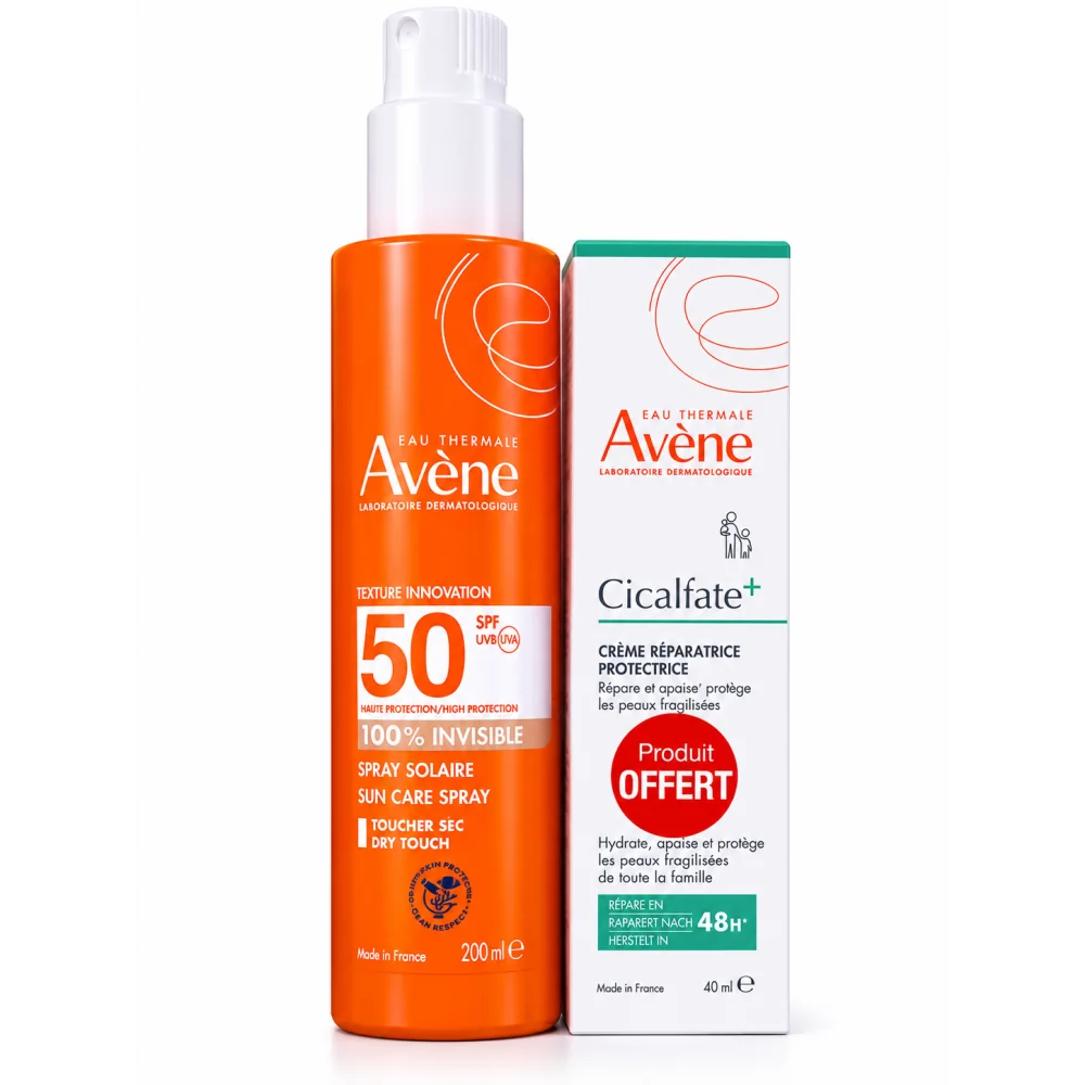 898989 AVENE - SPRAY SOLAIRE INVISIBLE SPF50+ ADULTE 200ML + AVENE CICALFATE CRME REPARATRICE 40ML OFFERTE – Image 1