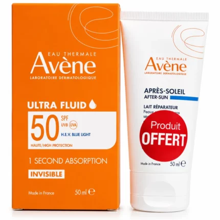 AVENE ULTRA FLUIDE INVISIBLE SPF50 50ML + LAIT APRES SOLEIL 50ML OFFERT