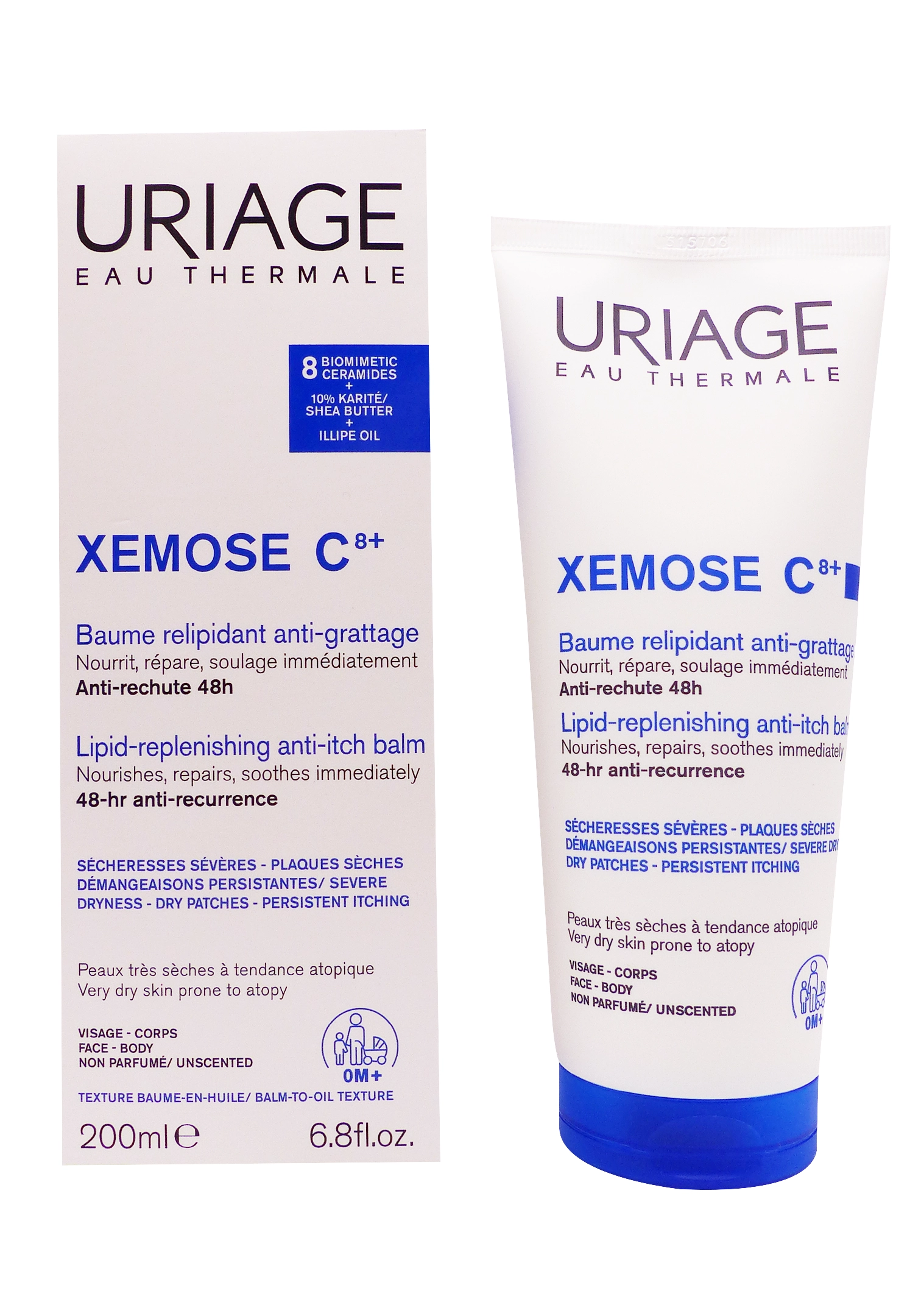 uriage-xemose-C8-baume-relipidant-200-ml- URIAGE XEMOSE BAUME C8+ RELIPIDANT ANTI-GRATTAGE 200ML – Image 1