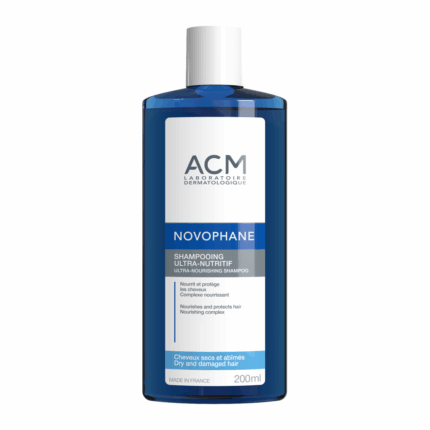 Flacon ACM Novophane Shampooing Ultra-Nutritif 200 ml pour cheveux secs et abîmés en Tunisie