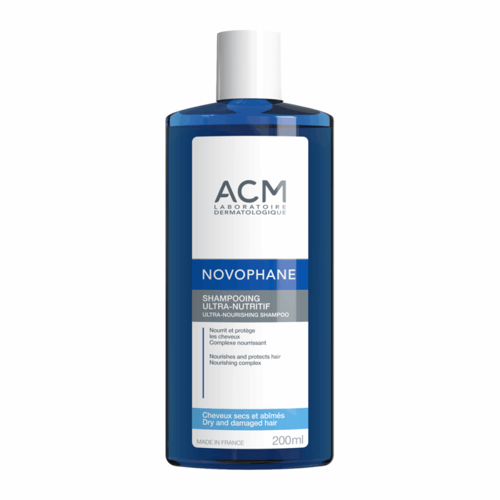 Flacon ACM Novophane Shampooing Ultra-Nutritif 200 ml pour cheveux secs et abîmés en Tunisie