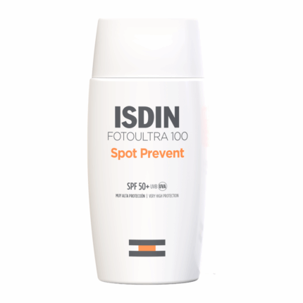 Flacon ISDIN Fotoultra 100 Spot Prevent Fusion Fluid SPF50+ 50 ml, écran solaire anti-taches en Tunisie