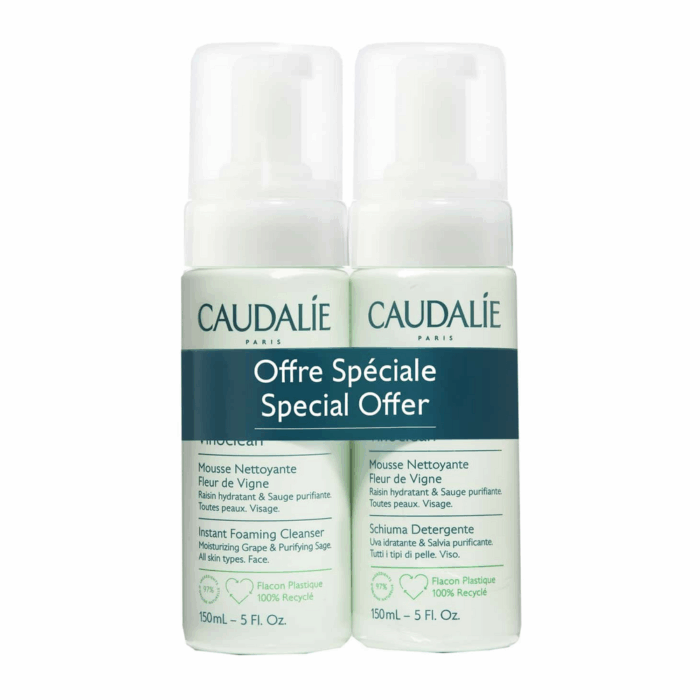 Flacon Caudalie Vinoclean Mousse Nettoyante Fleur de Vigne Lot de 2 X 150ml (-50%) en Tunisie