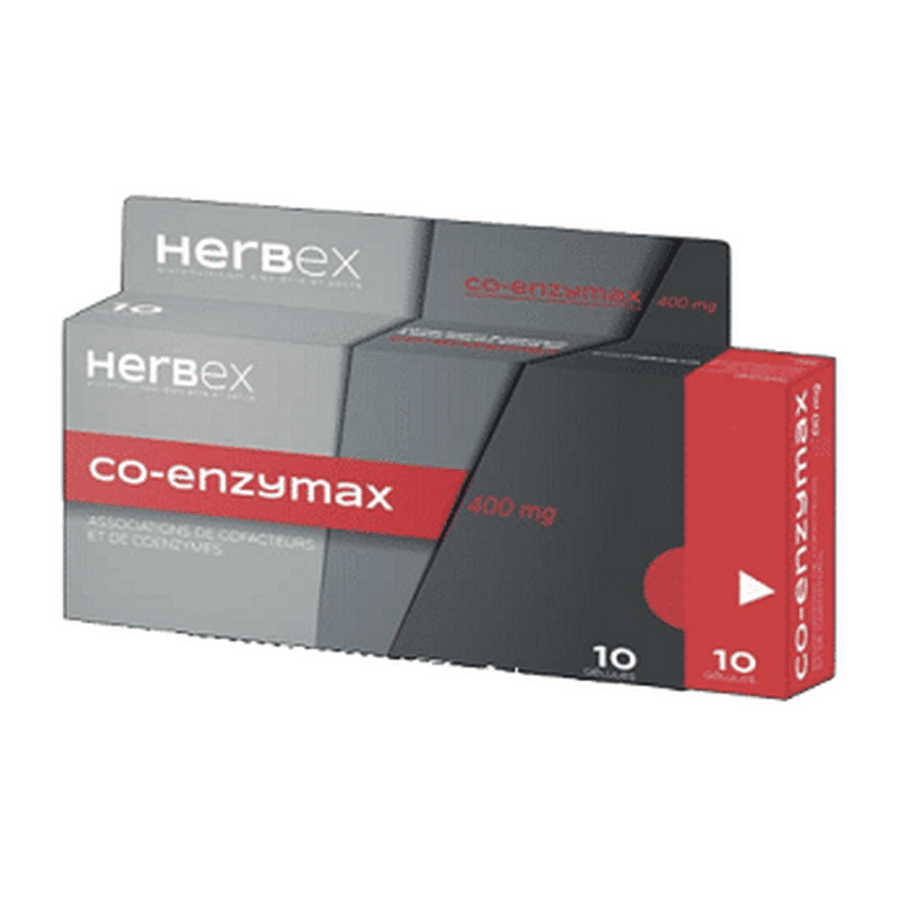1048_CO_ENZYMAX_3_D Boîte Herbex Co-enzymax 400 mg 10 gélules complément alimentaire en Tunisie