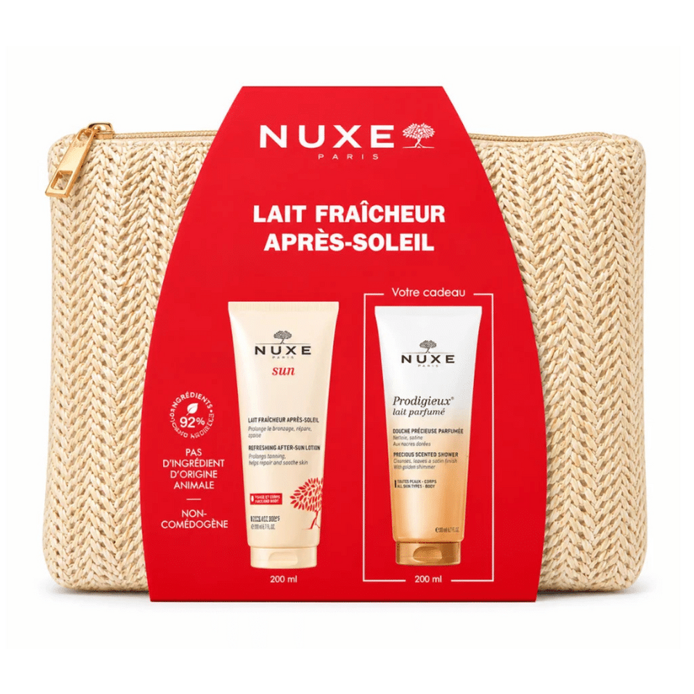 1243 Coffret NUXE Lait Fraicheur après Soleil + Huile de Douche 200ml et Trousses Offertes en Tunisie