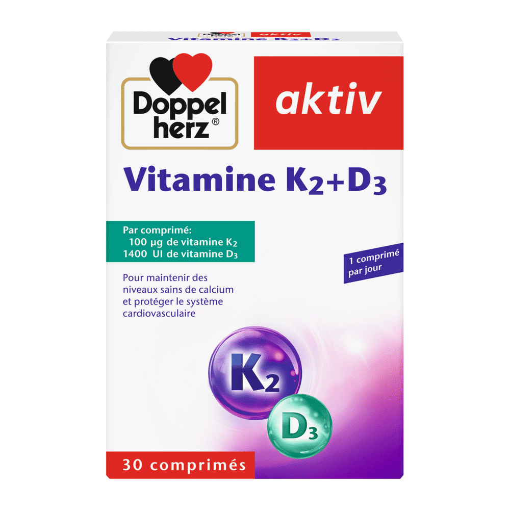 Boîte Doppelherz Aktiv Vitamine K2+d3 30 comprimés complément alimentaire en Tunisie