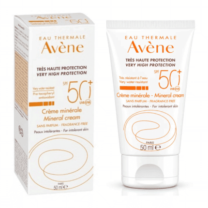 Tube Avène crème Minerale Spf50+ 50ml pour la protection solaire en Tunisie