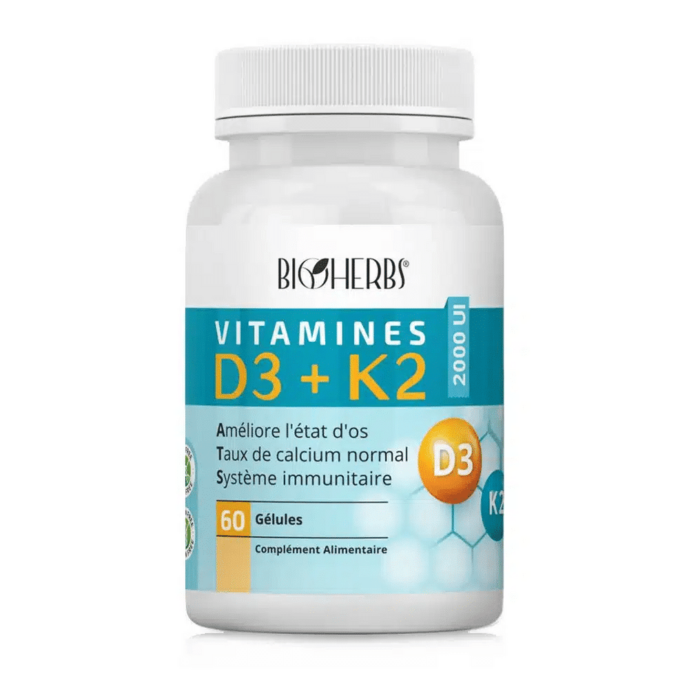 Bioherbs Vitamines D3+K2 2000 Ui 60 Gelules
