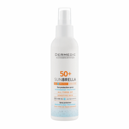 DERMEDIC SUNBRELLA SPRAY SPF50+ 150ML spray protecteur corps peaux sensibles résistant eau Tunisie