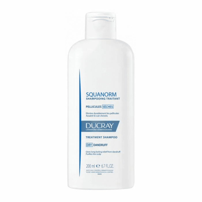 Flacon Ducray Squanorm Shampoing Traitant Pellicules Sèches 200 ml pour le soin des cheveux en Tunisie