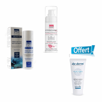 Tube Cytolnat Pacl Cytolnat sélénium crème Anti âge 50ml +mousse Nettoyante Peaux Normales a sèches 150ml &da Derm en Tunisie
