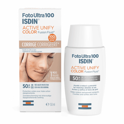 ISDIN FOTOULTRA ACTIVE UNIFY COLOR SPF50+ écran dépigmentant teinté 50ml peaux taches Tunisie