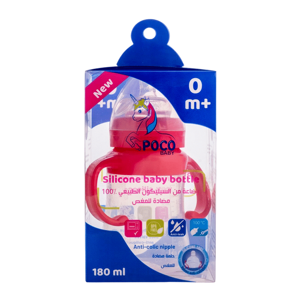 Poco Baby Biberon Silicone Anti-Colique Rose 180 ml