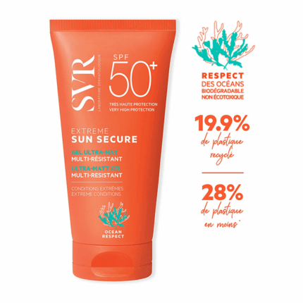 SVR SUN SECURE EXTERME SPF50+ gel solaire ultra mat 50ml peaux sensibles sport enfants Tunisie