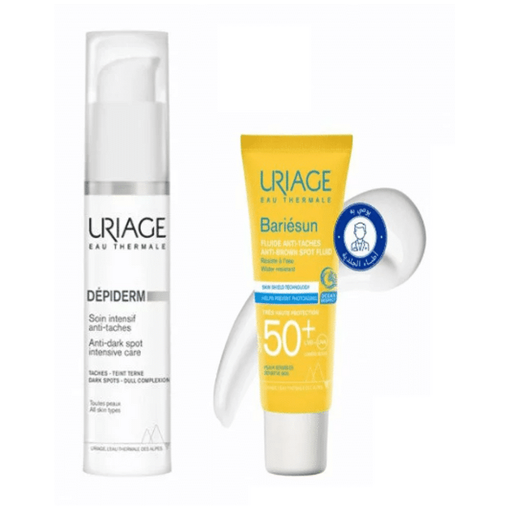 Sans titr123 Flacon Uriage Depiderm Soin Intensif Anti Taches 30ml&uriage Bariesun Fluide Anti Taches Spf50+ 40ml Offert en Tunisie