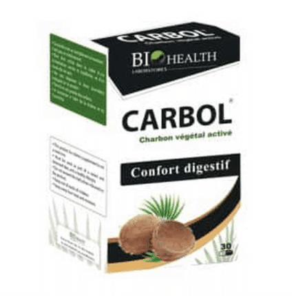 Boîte Biohealth Carbol Charbon Vegetal 30 gélules complément alimentaire en Tunisie