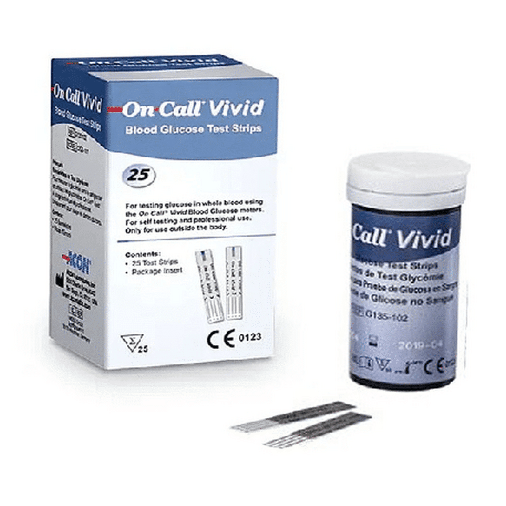 On Call Vivid On Call Plus – Bandelettes Test Glycémie- Boite de 25 Unités