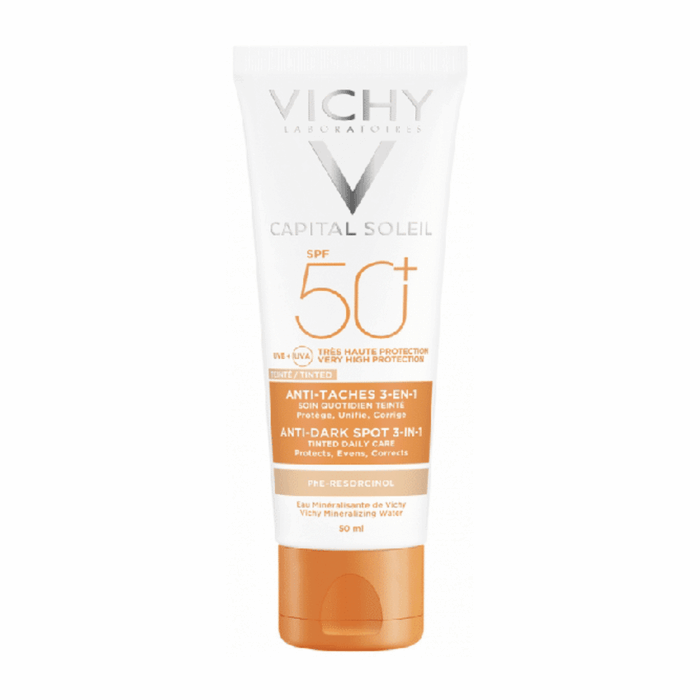 Vichy Idéal Soleil Soin Anti-taches Teinté 3-en-1 Spf50+ 50ml pour la protection solaire en Tunisie