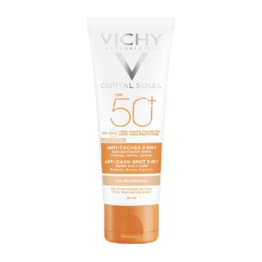 bonheur Vichy Idéal Soleil Soin Anti-taches Teinté 3-en-1 Spf50+ 50ml pour la protection solaire en Tunisie