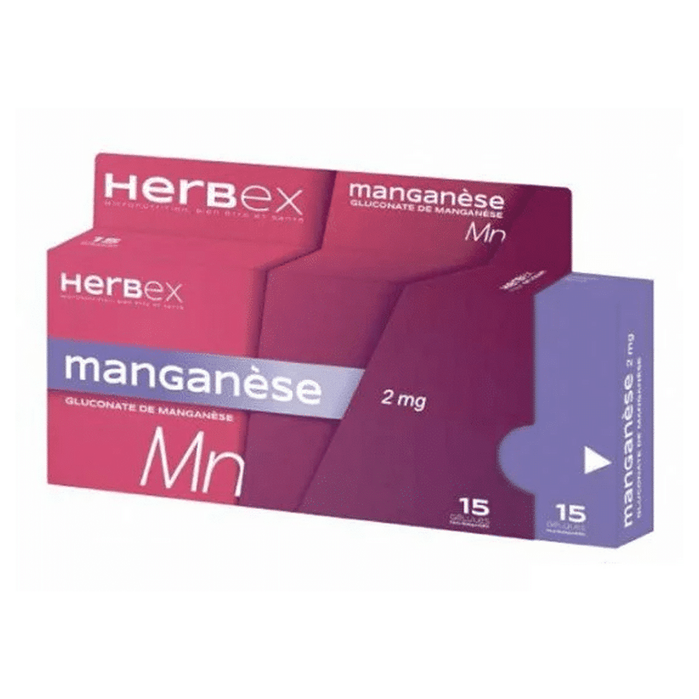 bonheur Boîte Herbex Manganèse 15 gélules complément alimentaire en Tunisie