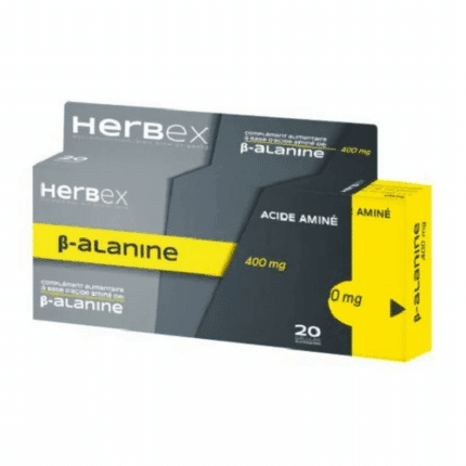 Boîte Herbex Beta-alanine 400 mg 20 gélules complément alimentaire en Tunisie