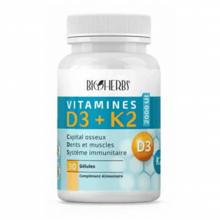 Boîte Bioherbs Vitamines D3+k2 30 gélules en Tunisie