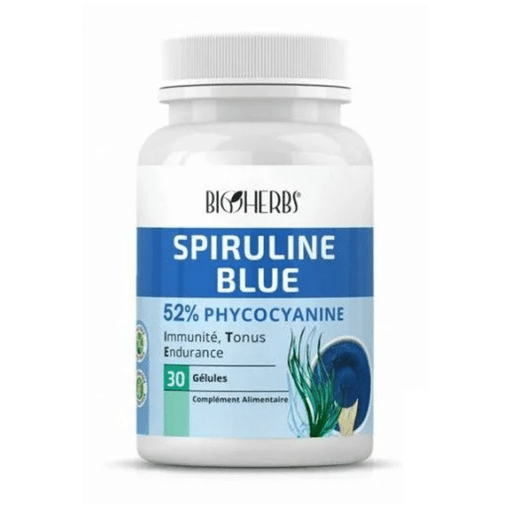 bonheur Boîte Bioherbs Spiruline Bleu 30 gélules complément alimentaire en Tunisie
