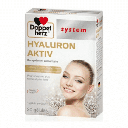 Boîte Doppelherz Aktiv Hyaluron 30 gélules pour le soin du visage en Tunisie