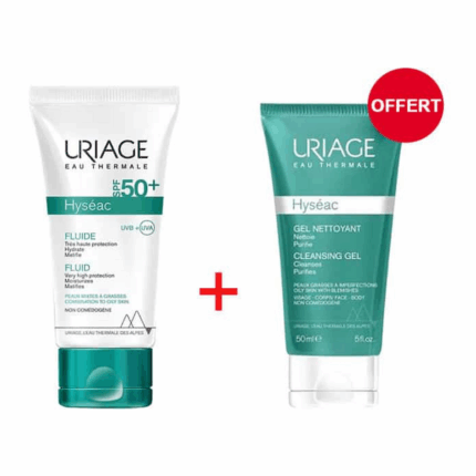 Flacon Uriage Hyseac Fluide SPF 50+ 50ml +gel Nettoyant Anti Imperfections Purifiant Offert en Tunisie