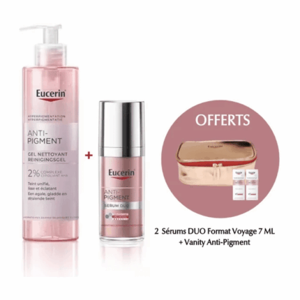 Coffret Eucerin - Pack Anti Pigment : Gel Nettoyant + sérum Duo + Trousse et 2 Serums Duo 7ml Offerts en Tunisie