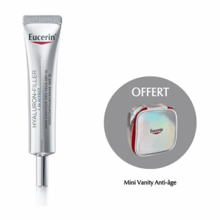 Coffret Eucerin - Pack : Hyaluron Filler+ 3x Effect Soin Contour Des yeux Spf15 + Trousse Offerte en Tunisie