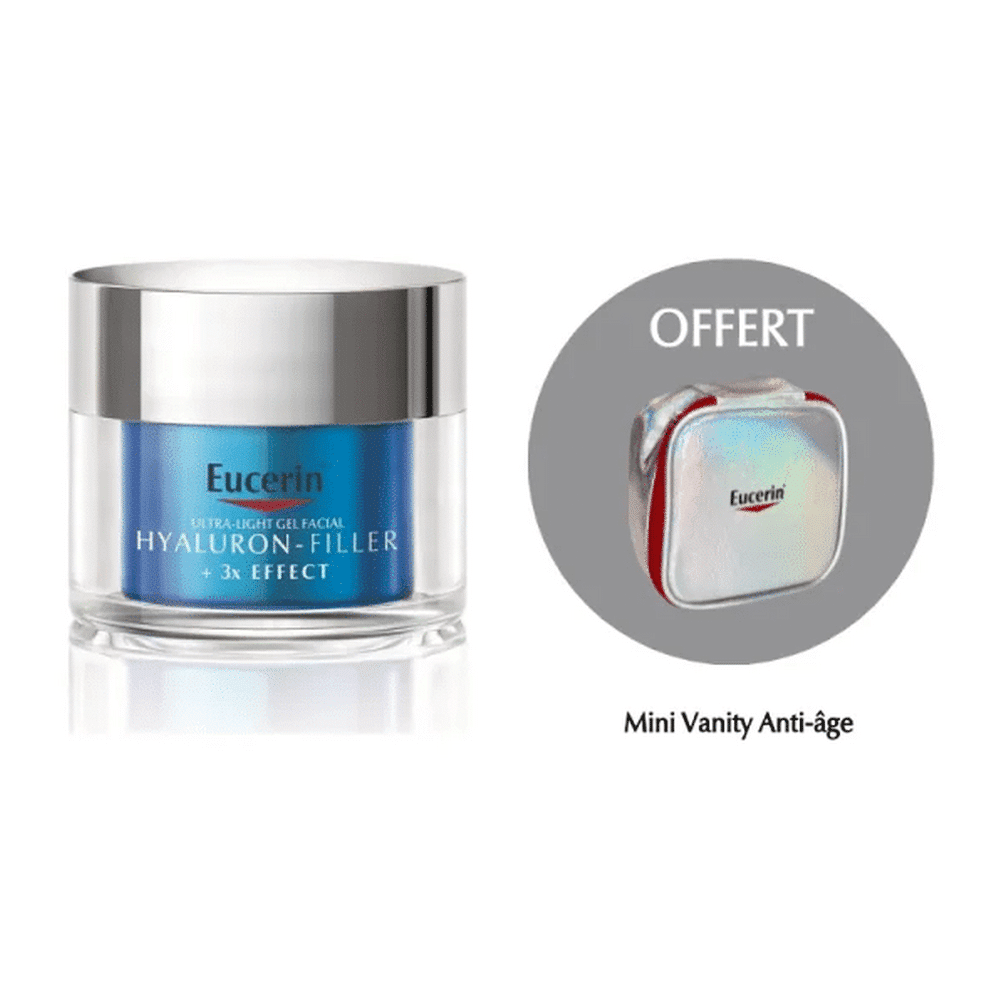Eucerin Pack: Hyaluron Filler+ 3x Effect Soin de Nuit Booster d’hydratation + Trousse Offerte