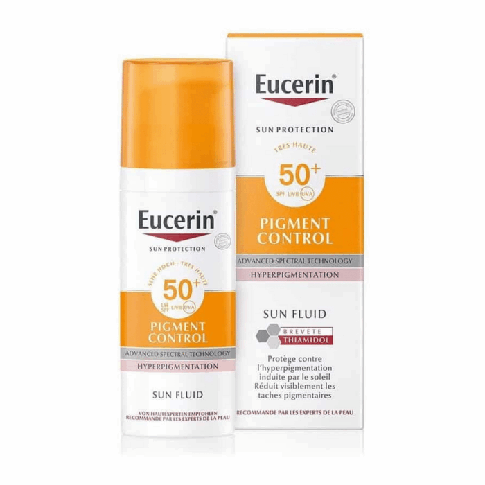 Fluid solaire visage eucerin pigment control SPF 50+ anti-taches, format 50ml pour routine Tunisie