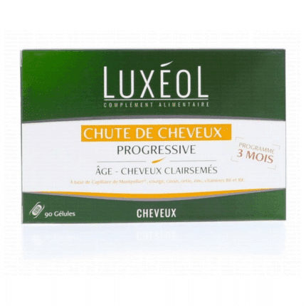 Boîte Luxeol Chute de cheveux Progressive 3 Mois 90 gélules complément alimentaire en Tunisie