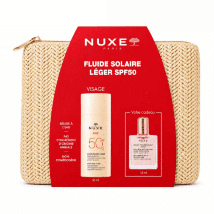 Coffret NUXE Sun Trousse Fluide Solaire Léger SPF 50 + 50 ml + Huile Prodigieuse Florale 10 ml Offerte en Tunisie
